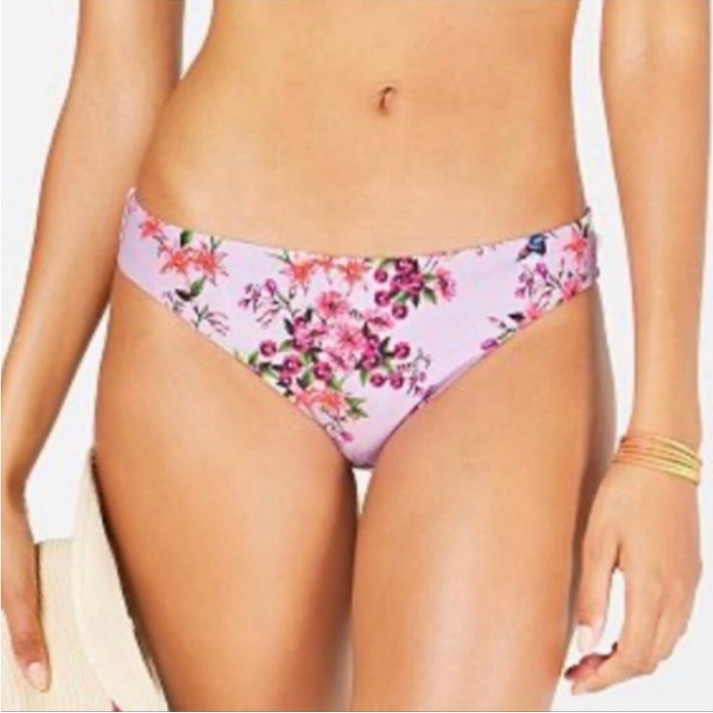 Nanette Lepore Victorian  Pink Floral Swim Bottoms Sz 10